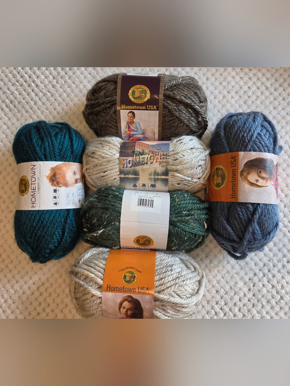 LION BRAND HOMETOEN YARN LOT OF 6 SKEINS